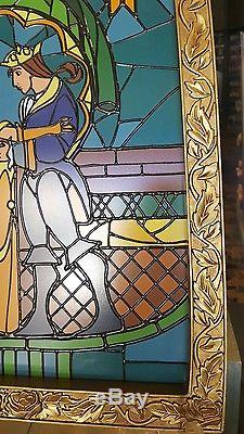 Disney Parks Beauty and the Beast Stained Glass Window Fantasyland Wall Art NEW