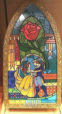 Disney Parks Beauty and the Beast Stained Glass Window Frame Art Brand New