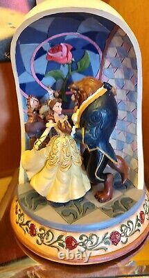 Disney Parks Jim Shore Enchanted Love Beauty & The Beast Rose Dome Figure NIB