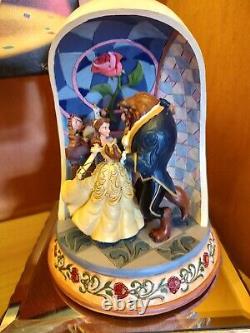 Disney Parks Jim Shore Enchanted Love Beauty & The Beast Rose Dome Figure NIB