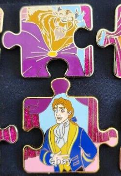 Disney Pin Beauty And The Beast Character Connection Puzzle Piece Set