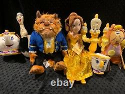 Disney Plush Beauty and the Beast Belle Lumiere Cogsworth Mrs Potts Chip New