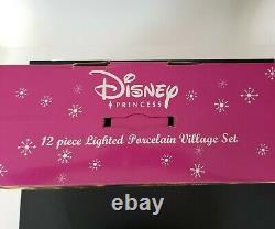 Disney Princess 12 Piece Lighted Porcelain Village Set withBox EUC Small Defect