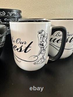Disney Set 12 Beauty & The Beast Black Chalk Be Our Guest Bowls, Mugs & Plates
