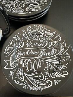 Disney Set 12 Beauty & The Beast Black Chalk Be Our Guest Bowls, Mugs & Plates