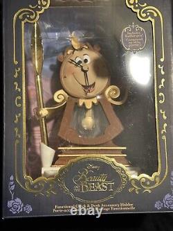 Disney Store 2021 Beauty and The Beast Cogsworth Desk Clock withPen set HTF
