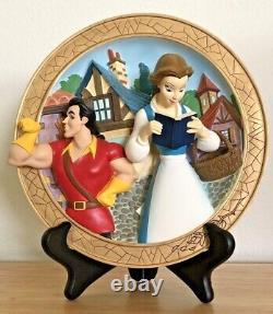 Disney Store 3d Plate Belle Lost In Her Dreams Gaston Beauty And The Beast Box