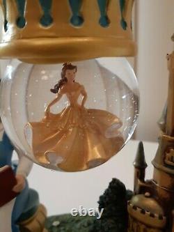 Disney Store Beauty & The Beast Belle Castle Ornament Hanging Snow Globe Rare 24