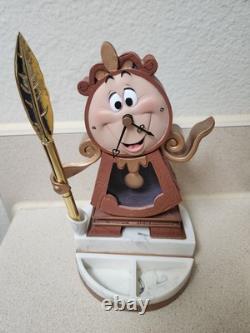 Disney Store Beauty and The Beast Cogsworth Desk Clock With Pen