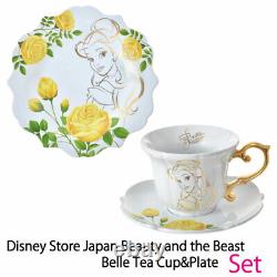 Disney Store Japan Beauty and the Beast Belle Tea Cup Plate Set FLOWER PRINCESS