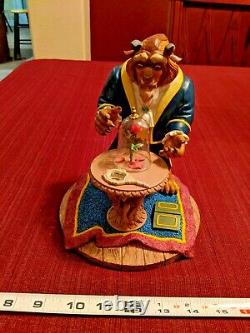 Disney THE BEAST WITH ROSE Figurine 7.5 Beauty and the Beast Figure Resin RARE