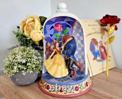 Disney Traditions Beauty & Beast Figurine Enchanted Love Belle Rose Dome New