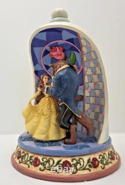 Disney Traditions Beauty & Beast Figurine Enchanted Love Belle Rose Dome New