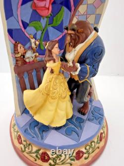 Disney Traditions Beauty & Beast Figurine Enchanted Love Belle Rose Dome New