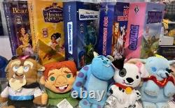 Disney VHS Plush & Pins Collection Aladdin Dumbo Beauty & Beast 101 Dalmatians