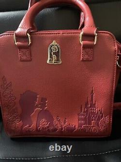 Disney beauty and the beast debossed heart logo Loungefly satchel crossbody