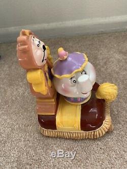 Disney's Beauty and The Beast- Belle & Mrs. Potts Cogsworth Ceramic Book Ends