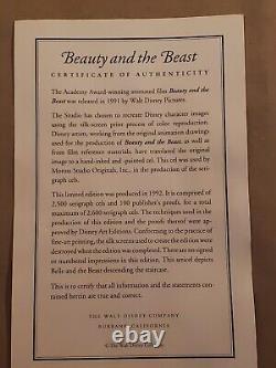 Disney sericel Signed Paige O'Hara Voice Robby Benson Beauty Beast cel