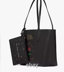 Disney x Kate Spade Beauty and the Beast Small Reversible Tote Bag With Pouch NWT