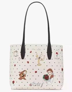 Disney x Kate Spade Beauty and the Beast Small Reversible Tote Bag With Pouch NWT