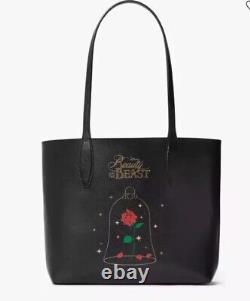 Disney x Kate Spade Beauty and the Beast Small Reversible Tote Bag With Pouch NWT