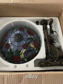 Disneys Beauty And The Beast Belle hidden friends stained Glass lamp RARE