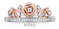 Enchanted Disney White Diamond Beauty and the Beast Rose Gold Ring 7