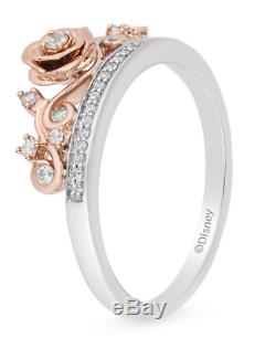 Enchanted Disney White Diamond Beauty and the Beast Rose Gold Ring 7