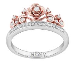 Enchanted Disney White Diamond Beauty and the Beast Rose Gold Ring 7