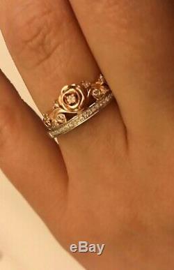 Enchanted Disney White Diamond Beauty and the Beast Rose Gold Ring 7