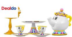 Girl'S Beauty and the Beast Tea Cart Set Includes Lumiere, Mrs Potts, Chip, Ca