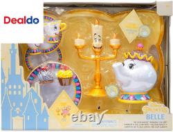 Girl'S Beauty and the Beast Tea Cart Set Includes Lumiere, Mrs Potts, Chip, Ca