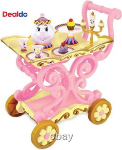 Girl'S Beauty and the Beast Tea Cart Set Includes Lumiere, Mrs Potts, Chip, Ca
