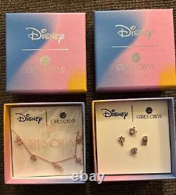 Girls Crew x Disney Beauty & The Beast Necklace & Stud Ear Ring Set Gold Tone