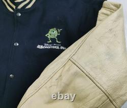 HOT VTG Men's DISNEY @ BEAUTY BEAST MONSTERS INC VARSITY WOOL LEATHER Jacket XL