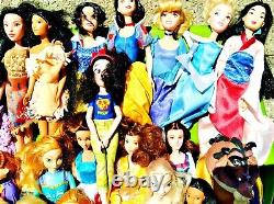 HUGE LOT! 35 DISNEY PRINCESSES 11 Loose Dolls ARIEL CINDERELLA ELSA ANNA AURORA