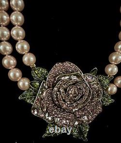 Heidi Daus Disney Beauty And The Beast Rose Necklace /pink Color