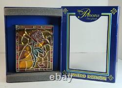 JUMBO LE Disney Pin Stained Glass Storybook Beauty & Beast Belle Ballroom Dance