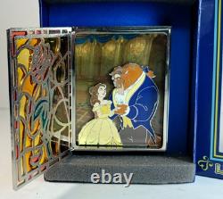 JUMBO LE Disney Pin Stained Glass Storybook Beauty & Beast Belle Ballroom Dance