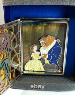 JUMBO LE Disney Pin Stained Glass Storybook Beauty & Beast Belle Ballroom Dance