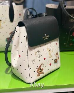 Kate Spade X Disney Beauty and the Beast Medium Leather Flap Backpack Bag