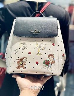 Kate Spade X Disney Beauty and the Beast Medium Leather Flap Backpack Bag