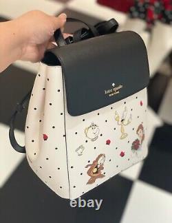 Kate Spade X Disney Beauty and the Beast Medium Leather Flap Backpack Bag