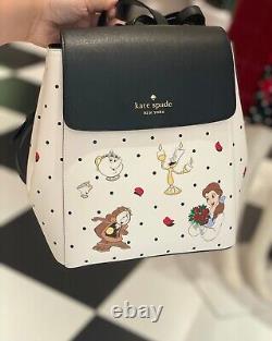 Kate Spade X Disney Beauty and the Beast Medium Leather Flap Backpack Bag