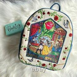 LOUNGEFLY NWT Disney Beauty and the Beast Stained Glass Mini Backpack BL EXCL