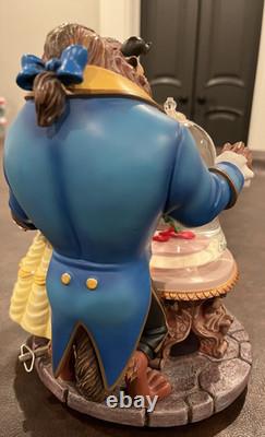 Large Rare Disney Store Beauty And The Beast Rose Snow Globe Musical LIGHTS UP