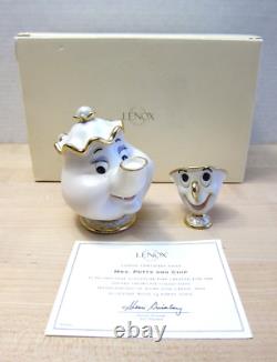 Lenox Disney Beauty And The Beast Mrs. Potts and Chip Figurine With Box COA