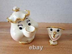 Lenox Disney Beauty And The Beast Mrs. Potts and Chip Figurine With Box COA