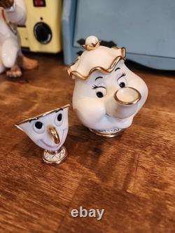 Lenox Disney Beauty and the Beast Mrs. Potts and Chip Porcelain Figurines