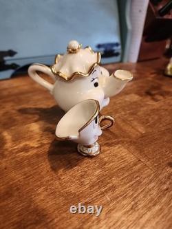 Lenox Disney Beauty and the Beast Mrs. Potts and Chip Porcelain Figurines